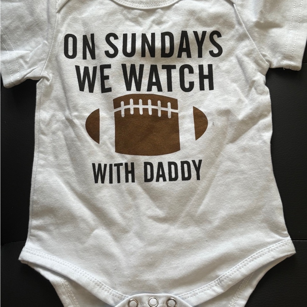 Source Unknown White and Brown Bodysuit with Football Design